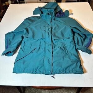 Eddie Bauer Gore-Tex Jacket Womens Medium Green Jacket w/Removable Hood